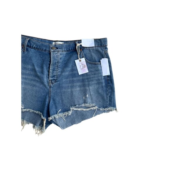 JESSICA SIMPSON Denim Distressed Hug Me Shorts 22 W NEW - Picture 3 of 7